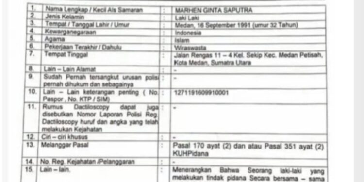 Penganiayaan Warga, Polrestabes Medan Tetapkan 3 Orang DPO