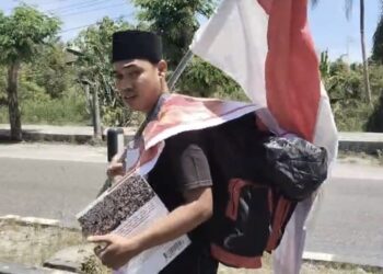Mahmudin Aksi Jalan Kaki Tanjungbalai – Mabes Polri, Protes Kriminalisasi Oknum Kompol DK