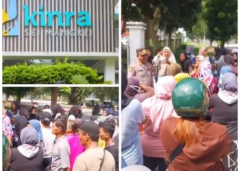 Sejumlah masyarakat yang berprofesi sebagai pedagang melakukan aksi unjuk rasa di kantor PT Kawasan Industri Nusantara (KINRA), Senin (08/06/2026). Foto: Istimewa/IndoPos86.net.